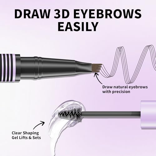 4-Tip Microblading Eyebrow Pencil with Clear Gel - Waterproof