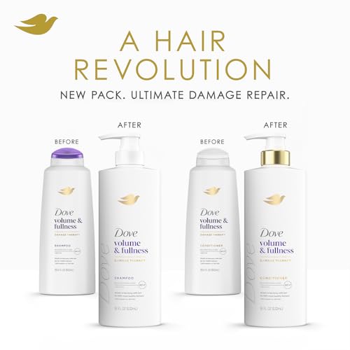 Dove Shampoo and Conditioner Set, Volume & Fullness ? Daily Volumizing Hair Care Formula Infused with Collagen, 18 Oz Ea