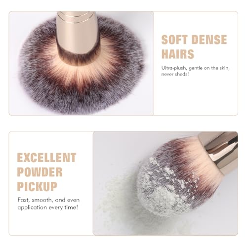 dpolla 2Pcs Dual-Ended Foundation Makeup Brushes Set - Face, Powder, Blush & Contour Tools
