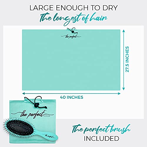Fast Drying Microfiber Hair Towel Wrap with Detangling Brush
