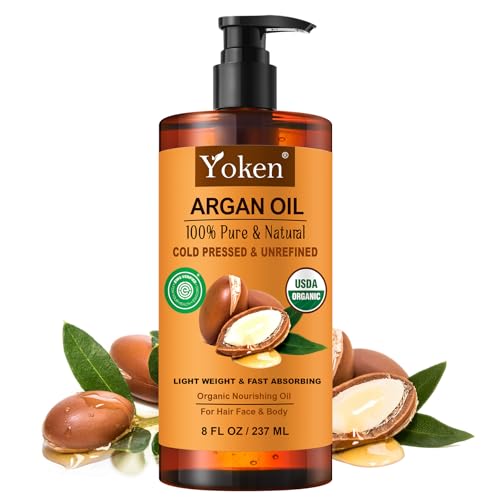 Yoken Pure Argan Oil 8oz - Cold Pressed Moroccan Oil for Hair & Skin