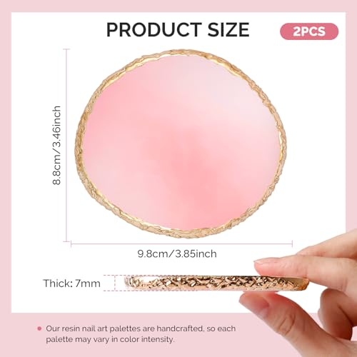 MelodySusie 2pcs Round Resin Nail Art Palette Set with Spatula