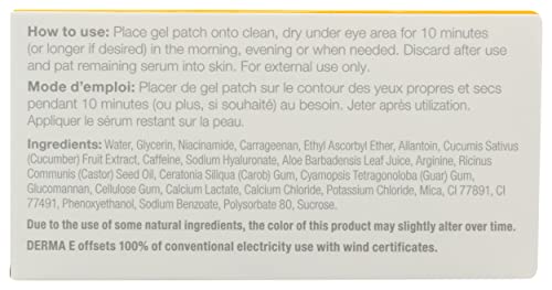 Derma E Vitamin C Bright Eyes Hydro Gel Patches, Natural, Cruelty Free, 3 Ounce (Pack of 1)