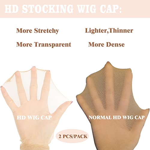 Transparent HD Wig Cap 10 Pcs Thin Breathable Nylon for Women, Natural Fit