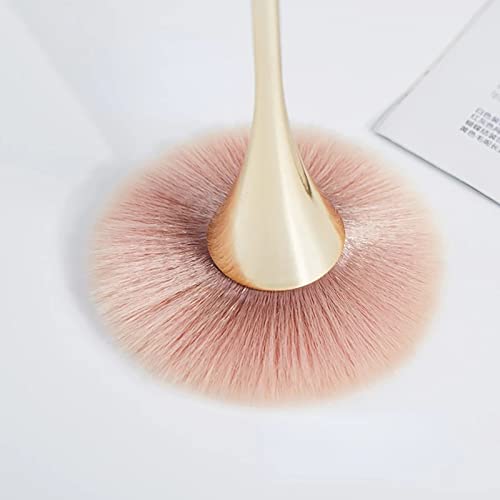 HYWWPFLAY 2Pcs Nail Dust Brush Acrylic Brush Cleaner Nail Brushes for Cleaning Dust Dip Powder Brush Large Makeup Brush Blush Brush Nail Clean Up Brush Manicure Brush Nail Art Tools (Gold+Black)