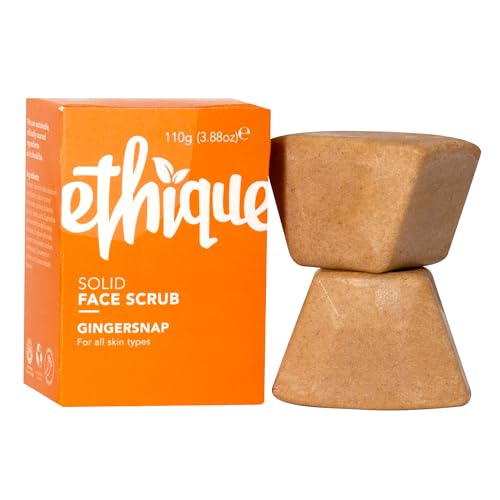 Ethique Gingersnap - Gentle Natural Solid Face Scrub - Exfoliating Face Cleanser for All Skin Types -Vegan, Eco-Friendly- Zero-Waste, Plastic-Free, Cruelty-Free, 3.53 oz (Pack of 1: 4 bars)