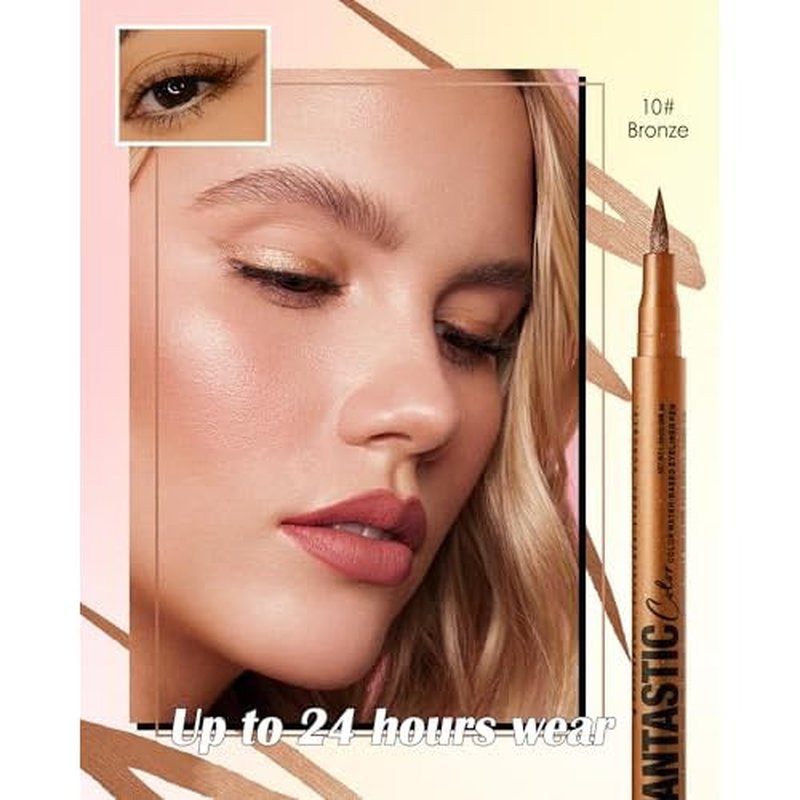 Bronze Matte Liquid Eyeliner Pencil, Colorful High Pigmented Waterline Eye liner Waterproof Pen, Bright Colored Smudgeproof Long Lasting Eyeliner Pen Christmas Party Festival Makeup Gift for Women-10