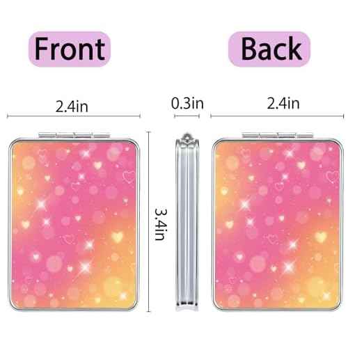 Pocket Mirror, Small Travel Mirror with Magnification, Portable Double-Sided Magnifying Cosmetic Mirror for Daily (2 Shiny)