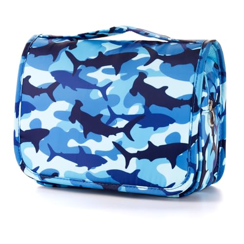 Kids Shark Toiletry Bag - Waterproof Travel Wash Bag