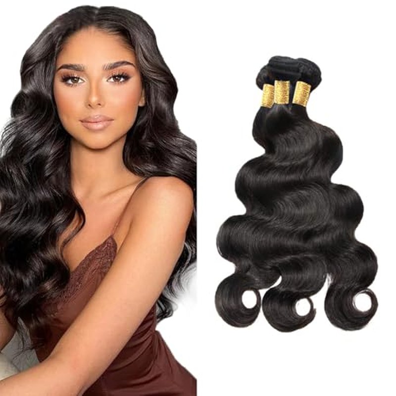 Brazilian Body Wave Hair Bundles #1B Natural Black 22-26in