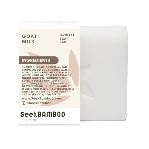 Seek Bamboo - Goat Milk Soap Bar - Creamy, Moisturizing & Nourishing with Olive, Coconut & Avocado Oils, Shea & Cocoa Butters, Gentle for All Skin Types (Unscented)