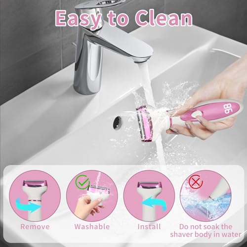 LED Display Electric Razor for Women Men,4 in 1 Rechargeable Wet & Dry Electric Shaver and Facial Hair Remover,2026 Painless Ladies Body Razors for Nose Face Body Leg Bikini Arm Hair (Purple)
