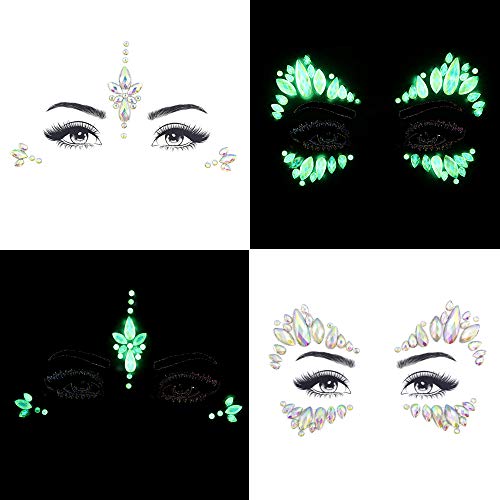 Noctilucent Face Gems Glow-in-Dark Rhinestone Stickers