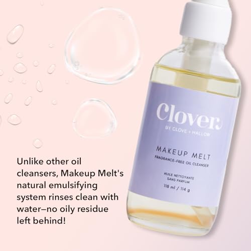 Clover Makeup Melt Milky Cleansing Oil | Gentle Makeup Removal, Skin-Friendly Formula and Residue-Free Rinse | Cruelty-Free & Vegan Face Oil - 4 oz (118 ml)