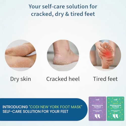 Codi New York Lavender Moisturizing Foot Mask Socks for Dry Feet - 6 Pairs