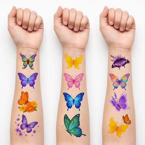 96 PCS Cute Butterfly Temporary Tattoos for Kids