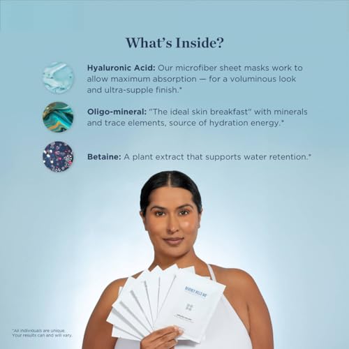 Beverly Hills MD Ageless Volume Hyaluronic Face Mask- Reduce Appearance of Wrinkles, Anti Aging Formula for Plump, Moisturized Skin- 8 Pack- Hydrating & Firming Gentle Sheet Mask