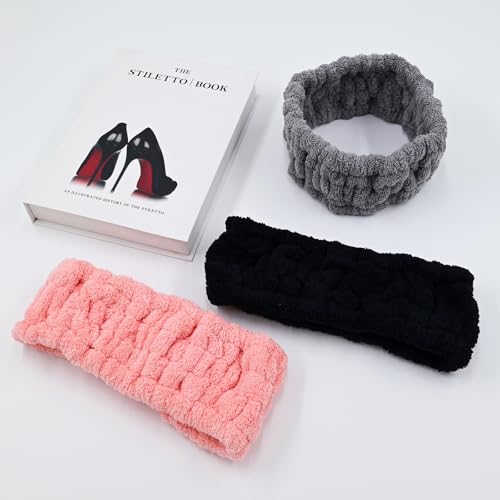 Microfiber Spa Headband 3-Pack - Soft Terry Cloth for Face Washing & Makeup