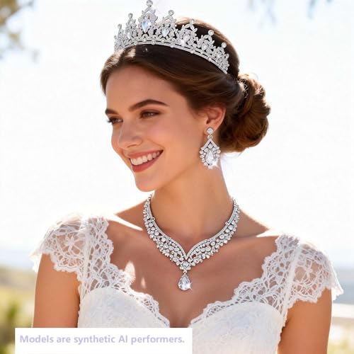Queen Crown Tiara with Crystals for Women - Bridal & Party Headband