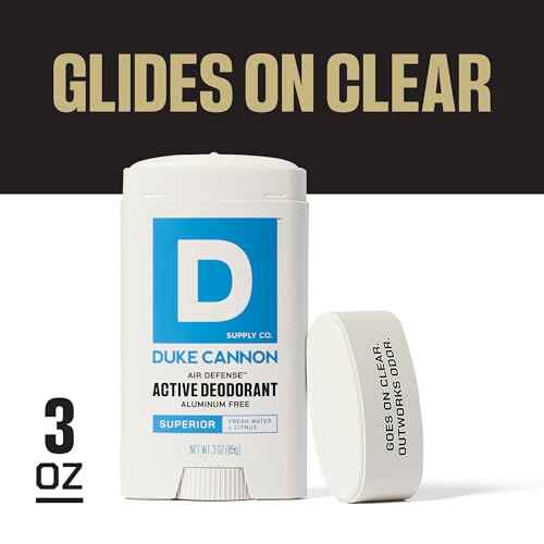 Duke Cannon Aluminum-Free Deodorant for Men - Air Defense, Fresh Water + Citrus, 3 oz ? Long-Lasting, Clear Glide, Skin-Soothing Formula (Superior)