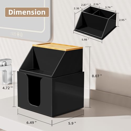 2-Tier Acrylic Face Towel Holder with Bamboo Lid