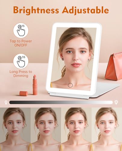 FUNTOUCH Rechargeable Travel Makeup Mirror with 10X Magnification