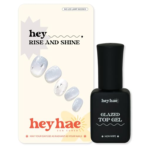 Heyhae Essentials Bundle - Semi Cured Gel Nail Strips (Hey, Rise and Shine) + Top Gel [2 Pack]
