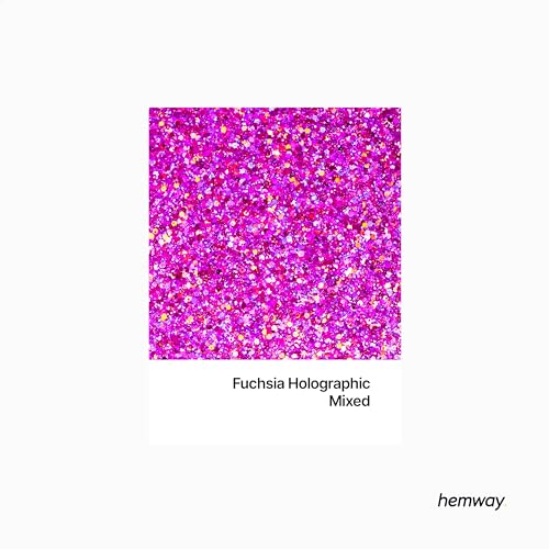 Hemway Fuchsia Black Holographic Mix Glitter Chunky Multi Purpose Dust Powder Arts & Crafts Decorations Costumes Makeup Cosmetic Face Eye Body Nails Skin Hair Festival 100g