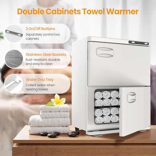 SalonDepot 46L Hot Towel Warmer with Double Cabinets