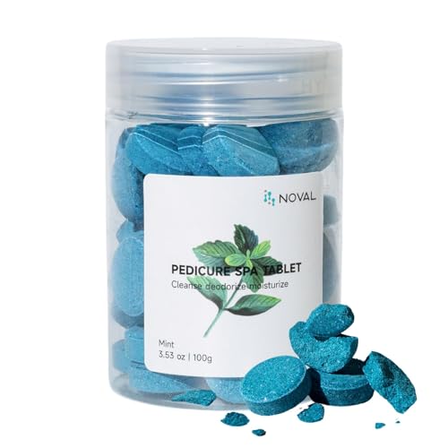 NOVAL Blue Mint Pedicure Spa Tablets - Foot Soak for Pedicure Bowls, 50 Ct
