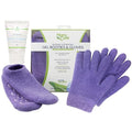 NatraCure Moisturizing Gel Gloves and Socks Gift Set (Color: Lavender) with NatraCure Foot Cream and Lotion Bundle