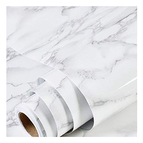 practicalWs Marble Paper Granite Gray/White Roll Kitchen Countertop Cabinet Furniture is Renovated Thick PVC Easy to Remove 17.71" x 393.7"