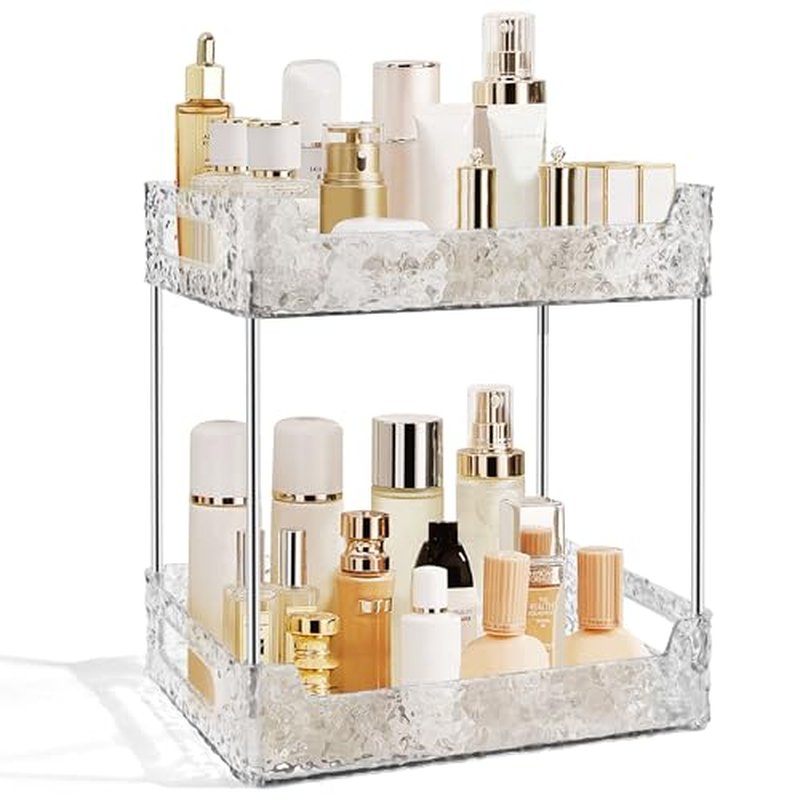 2-Tier Bathroom Counter Organizer - Clear Makeup & Skincare Storage
