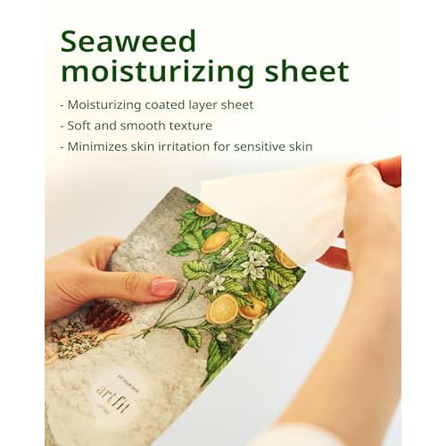 Art Fit Moisture Lifting Mask Sheet - Korean Panthenol & Cica Elasiticity Facial Mask for Dry Skin - Bouncy & Glow Skin - Aroma Theraphy Skincare - 5 sheets