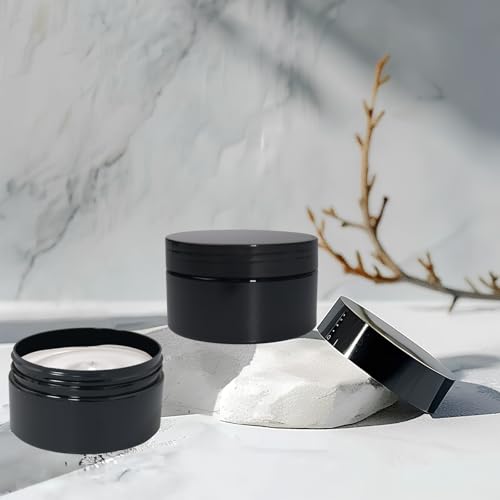 50 Pcs Plastic Jars with Lid 8 oz Plastic Cosmetic Containers Round Lotion Sample Containers Leak Proof Empty Cosmetic Jars Refillable Travel Jars for Storage Cream Powder Ointment Supplies(Black)