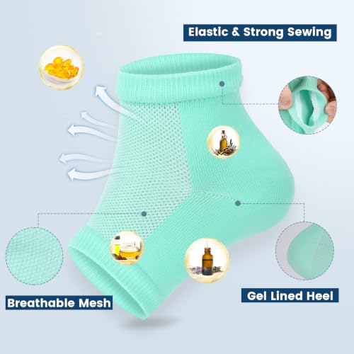 Moisturizing Gel Heel Socks - 2 Pairs for Cracked Feet