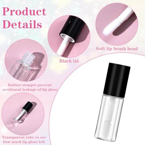 12pcs Lipgloss Containers Empty, 3ml Empty Lip Gloss Tubes with Wand, Mini Lip Gloss Tubes for Lipstick Samples Balms Lips Making, Lips Oil DIY