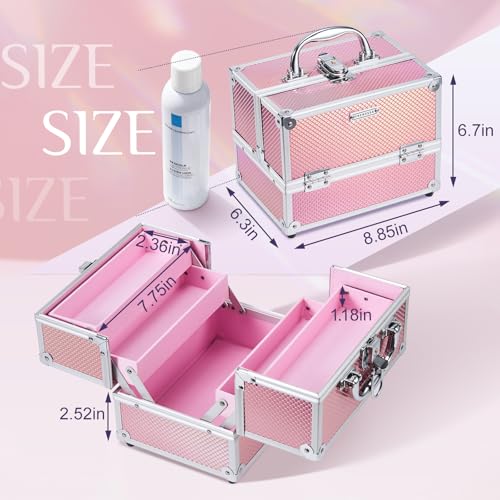 Mermaid Pink Makeup Train Case 8.85" Portable Organizer