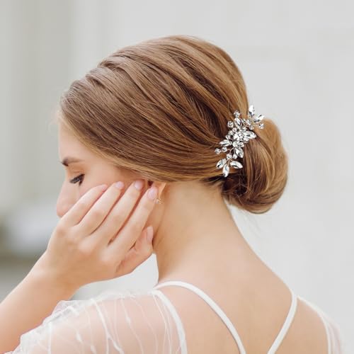 Silver Rhinestone Hair Comb (2 Pack) - Bridal Crystal Comb
