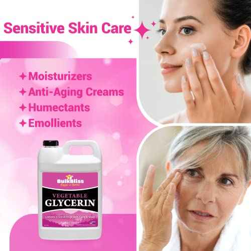 Vegetable Glycerine Food Grade, Non-GMO for Skin, Crafts - 1 Gallon Glycerin Liquid