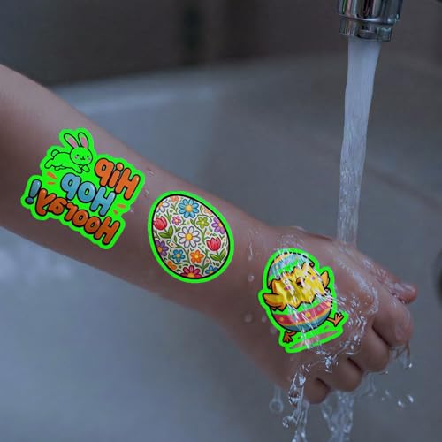 Glow in Dark Temporary Tattoos for Kids, 95 PCS Easter Basket Stuffers