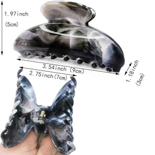 Marble Claw Clips Medium Cellulose Acetate Normal Hair Claw Clips Women Girls Tortoise Thin Fine Hair Clips Resin French Barrettes Curly Straight Hair Basic Acrylic Side Clip Hair Accessories