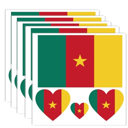 20 PCS Cameroon Flag Temporary Tattoos - Waterproof Stickers