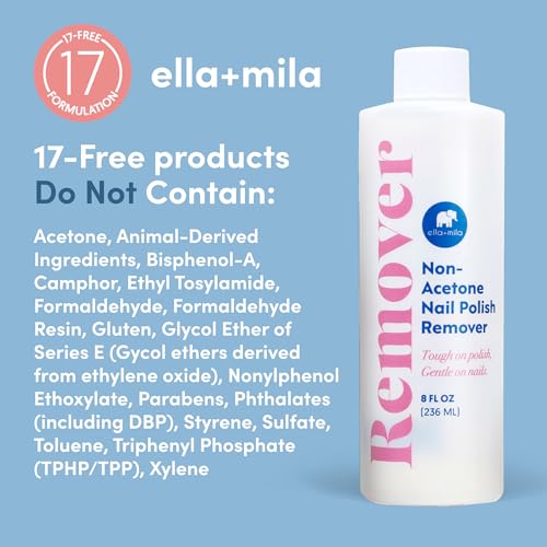 ella+mila Non-Acetone Conditioning Nail Polish Remover - Vegan, 8 fl oz