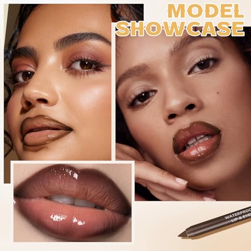 2 Colors Nourishing Lip Gloss Hydration Non-Sticky Plumping Lip Kit for Women, Natural Nude Tinted Lip Glow Oil Moisturizing Lightweight Long Wear Shiny Liquid Lipstick with Lip Liner Combo
