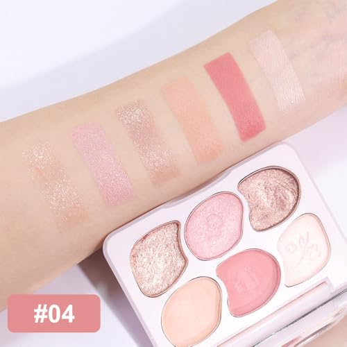 6-Color Eyeshadow Palette with Mirror – Pigmented, Blendable Makeup