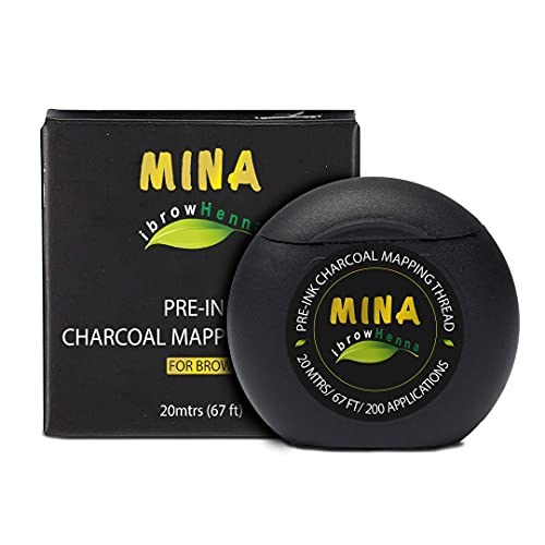 MINA ibrow Pre-Inked Microblading String for Eyebrow Mapping Bamboo Charcoal Thread Mess-Free Measuring Tool for Marking Symmetrical Eyebrows, White, 20M