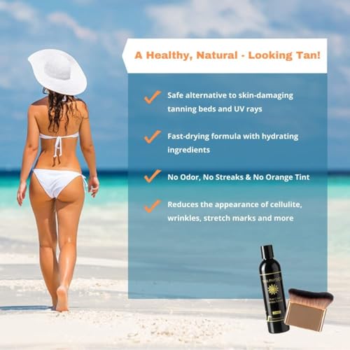 Tan Physics Sunless Tanner 8oz with Self Tanner Brush ? Self Tanning Lotion ? Instant Tanning Lotion for Face & Body ? Natural Self Tanner for Streak-Free, Long-Lasting Glow