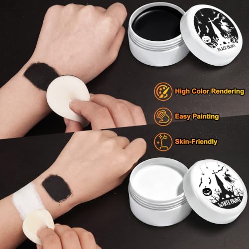 Black & White Oil Face Paint Kit with Lipstick & Setting Powder