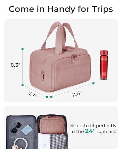 BAGSMART Large Travel Toiletry Bag for Women - Lightweight & Organized, Dark Pink